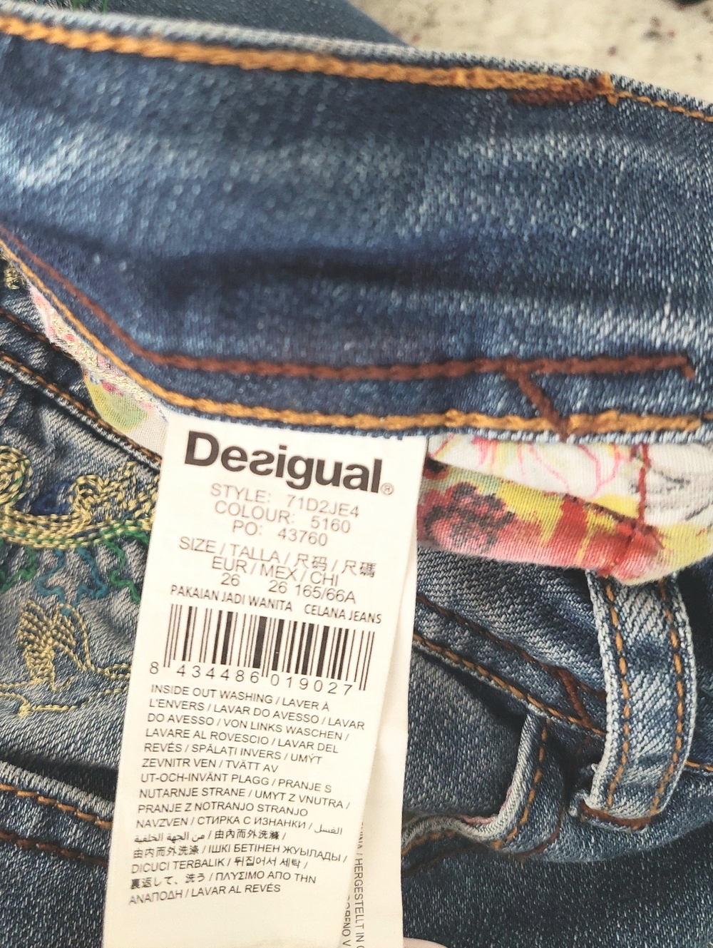 Desigual Refriposas Embroidered Exotic Slim Jeans – Size 26 (US 4) - Picture 11 of 13